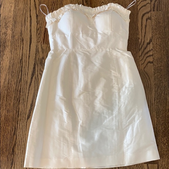 Silk ivory strapless cocktail dress - Picture 3 of 4